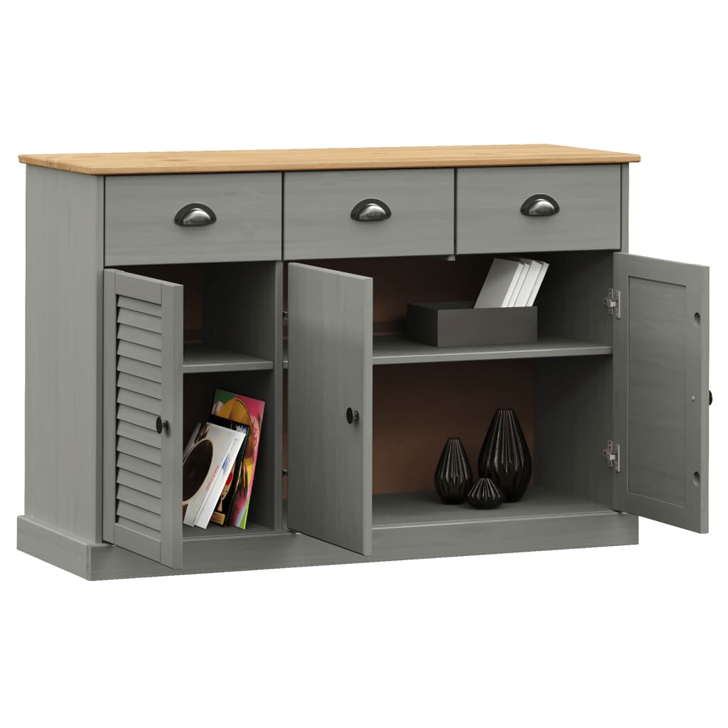 vidaXL Sideboard with Drawers VIGO 113x40x75 cm Grey Solid Wood Pine