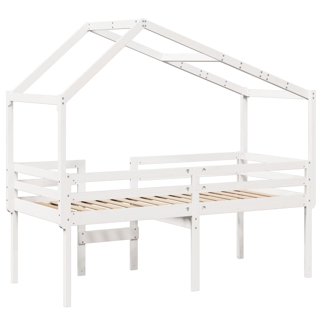 vidaXL High Sleeper Bed without Mattress White 75x190 cm Small Single Solid Wood Pine