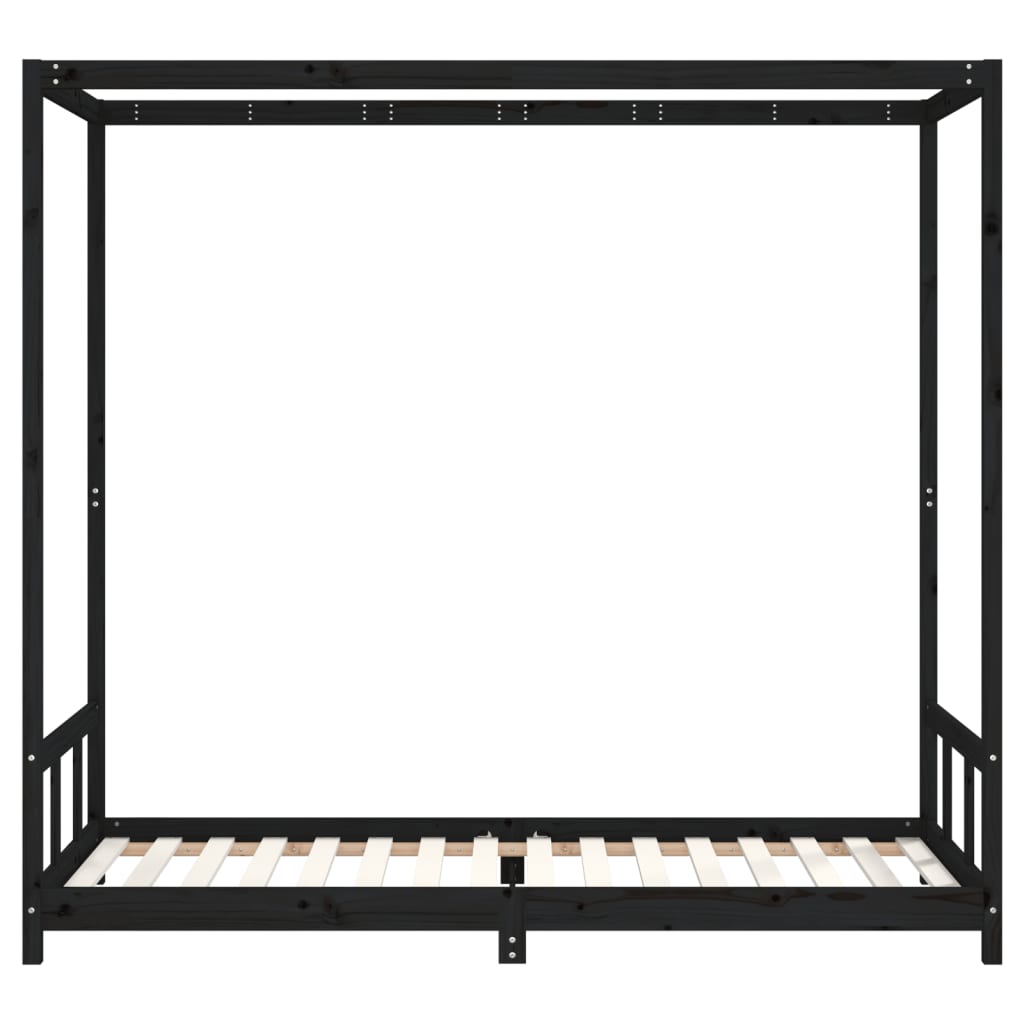 vidaXL Kids Bed Frame Black 90x200 cm Solid Wood Pine