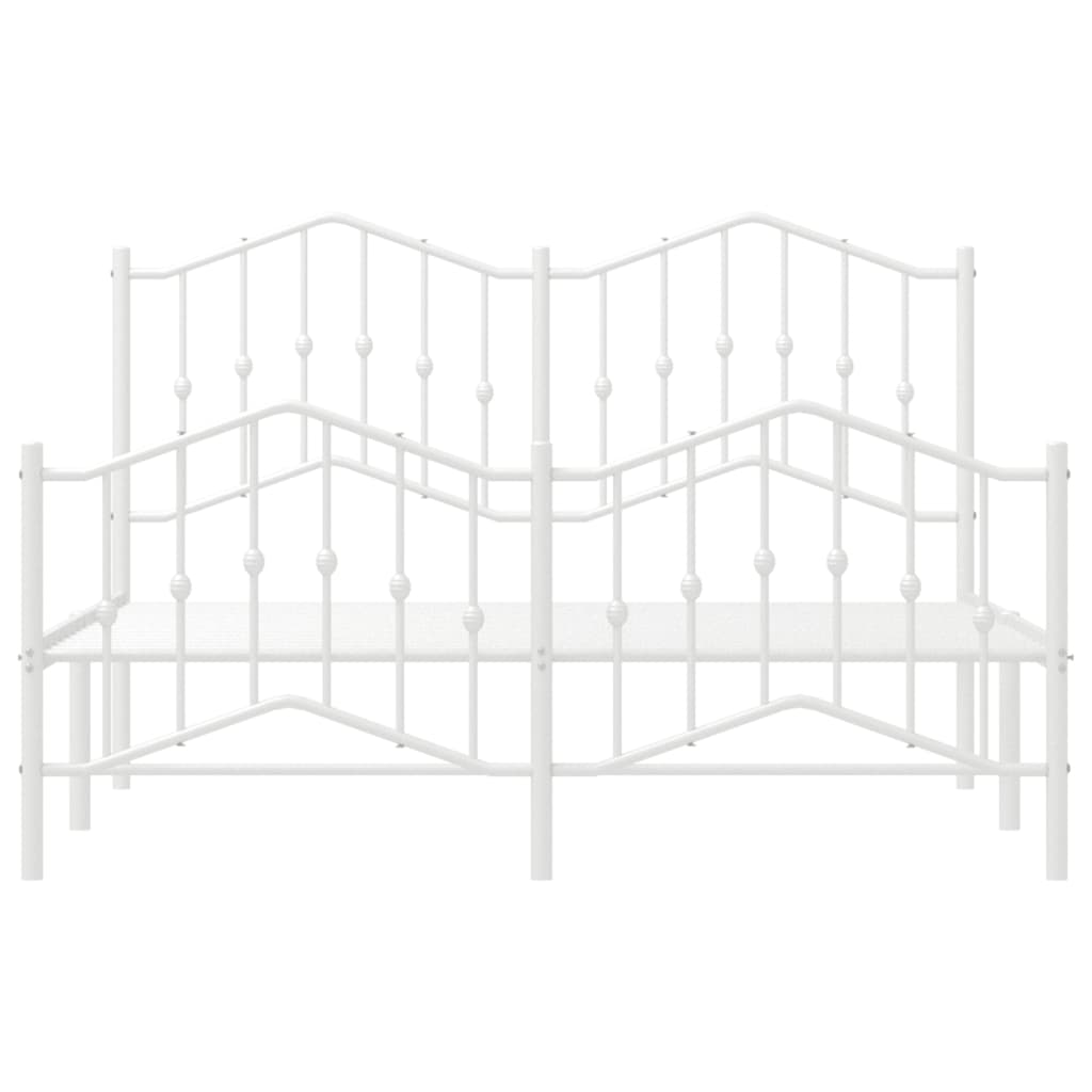 vidaXL Metal Bed Frame without Mattress with Footboard White 150x200 cm King Size