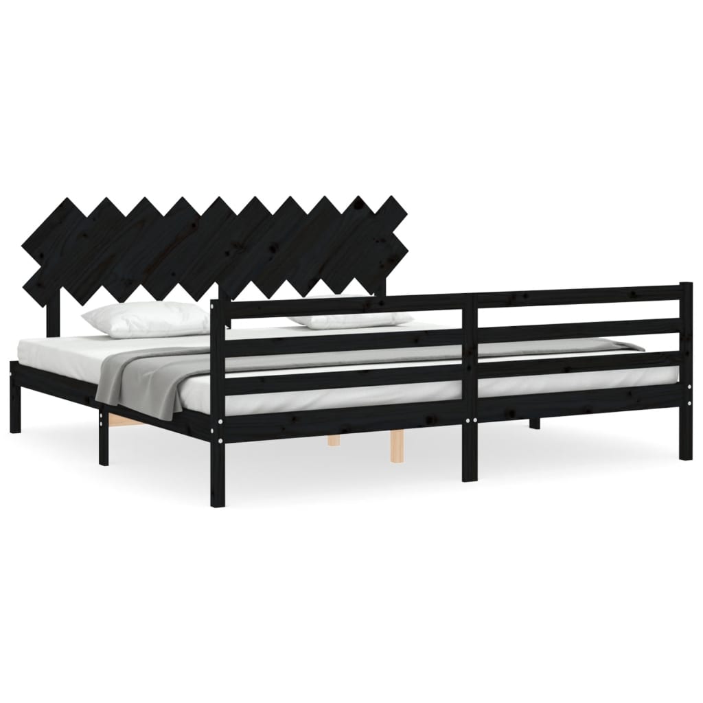 vidaXL Bed Frame without Mattress Black 200x200 cm Solid Wood