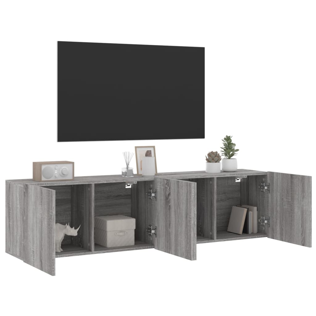 vidaXL TV Cabinets Wall-mounted 2 pcs Grey Sonoma 80x30x41 cm