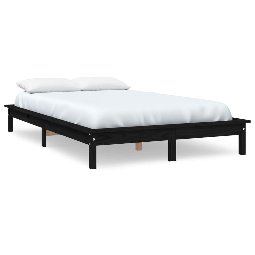 vidaXL Bed Frame without Mattress Black Double Solid Wood