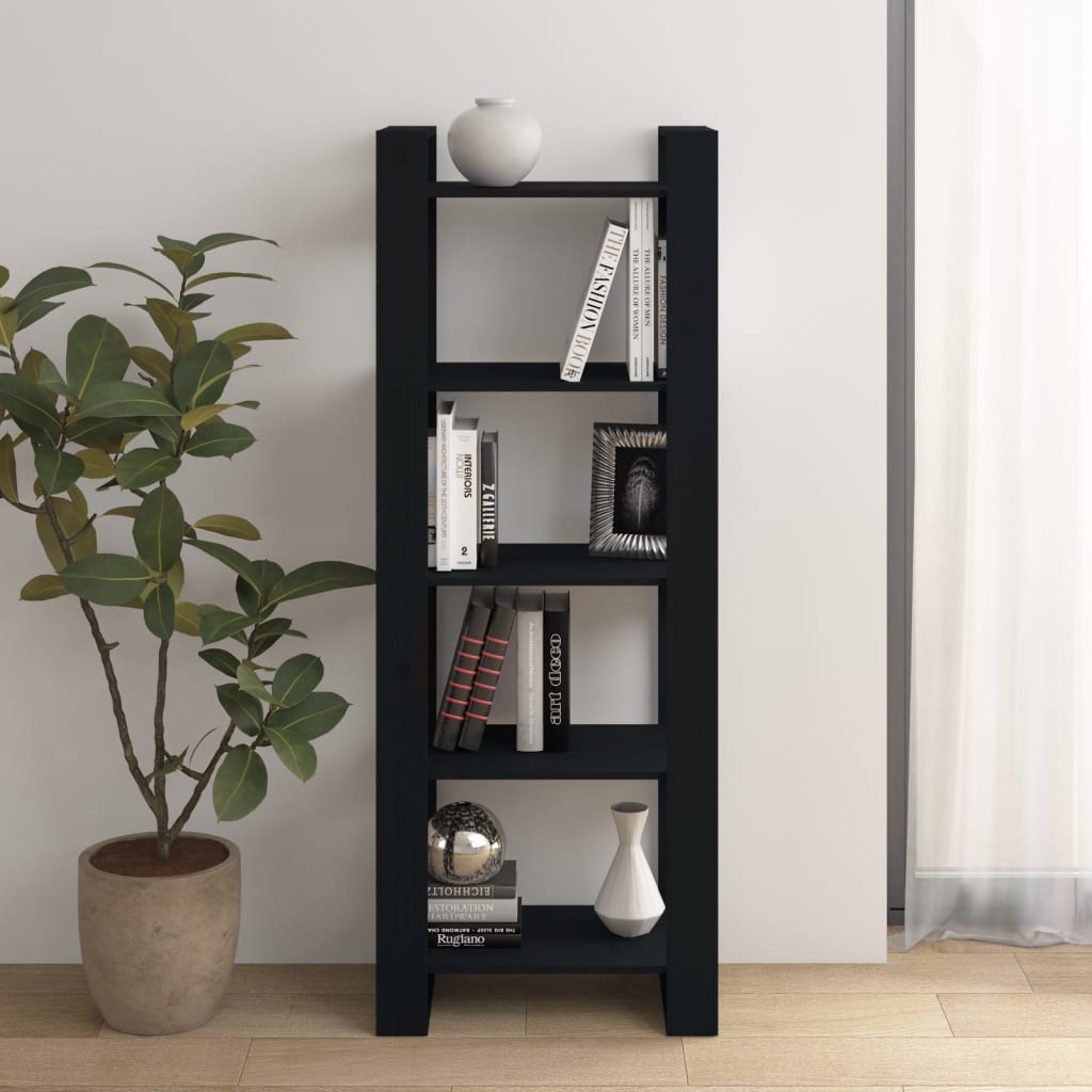 vidaXL Book Cabinet/Room Divider Black 60x35x160 cm Solid Wood