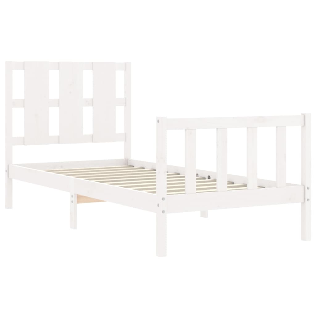 vidaXL Bed Frame without Mattress White Small Single Solid Wood Pine