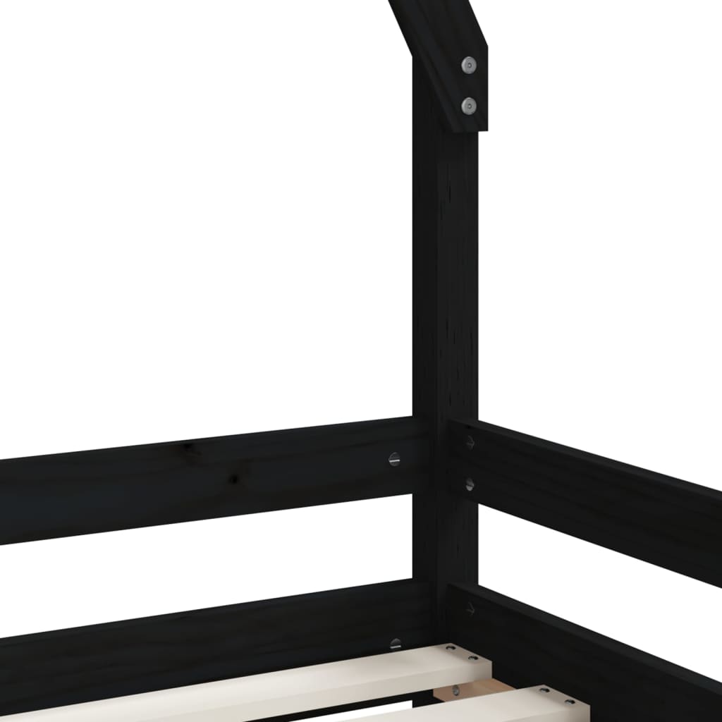 vidaXL Kids Bed Frame Black 90x200 cm Solid Wood Pine