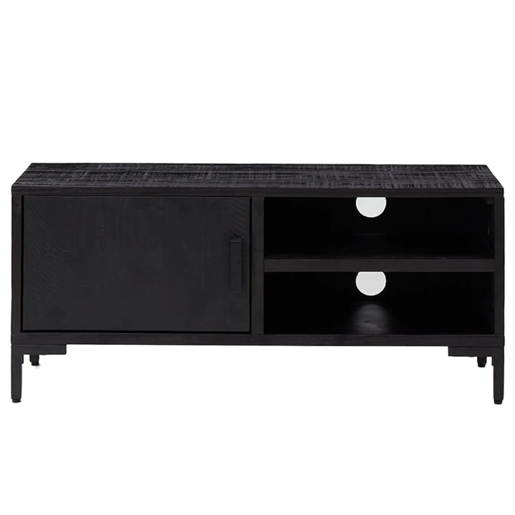 vidaXL TV Cabinet Black 90x30x40 cm Solid Pinewood