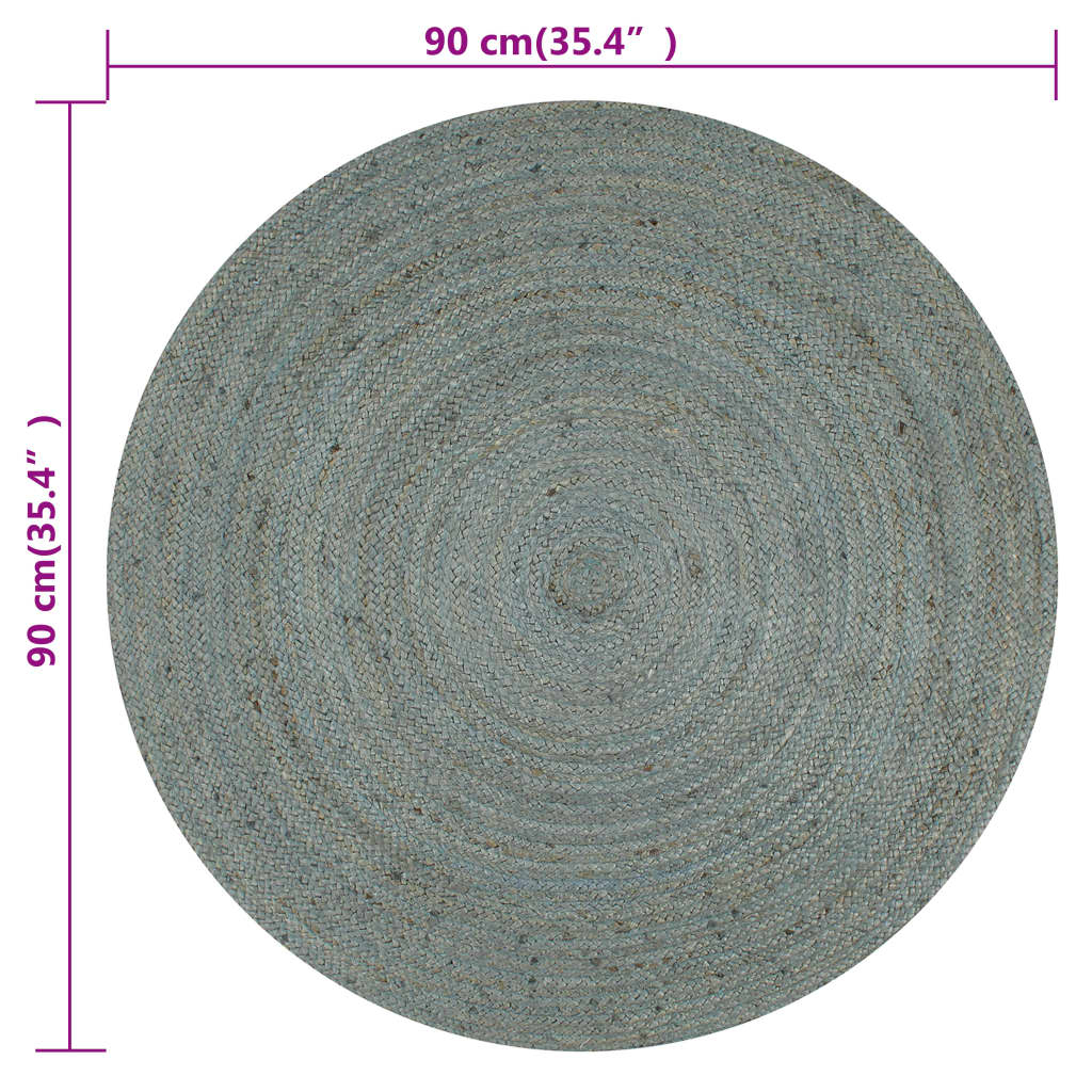 vidaXL Handmade Rug Jute Round 90 cm Olive Green