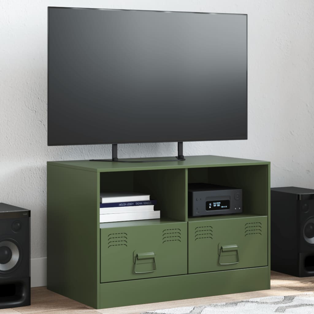 vidaXL TV Cabinet Olive Green 67x39x44 cm Steel