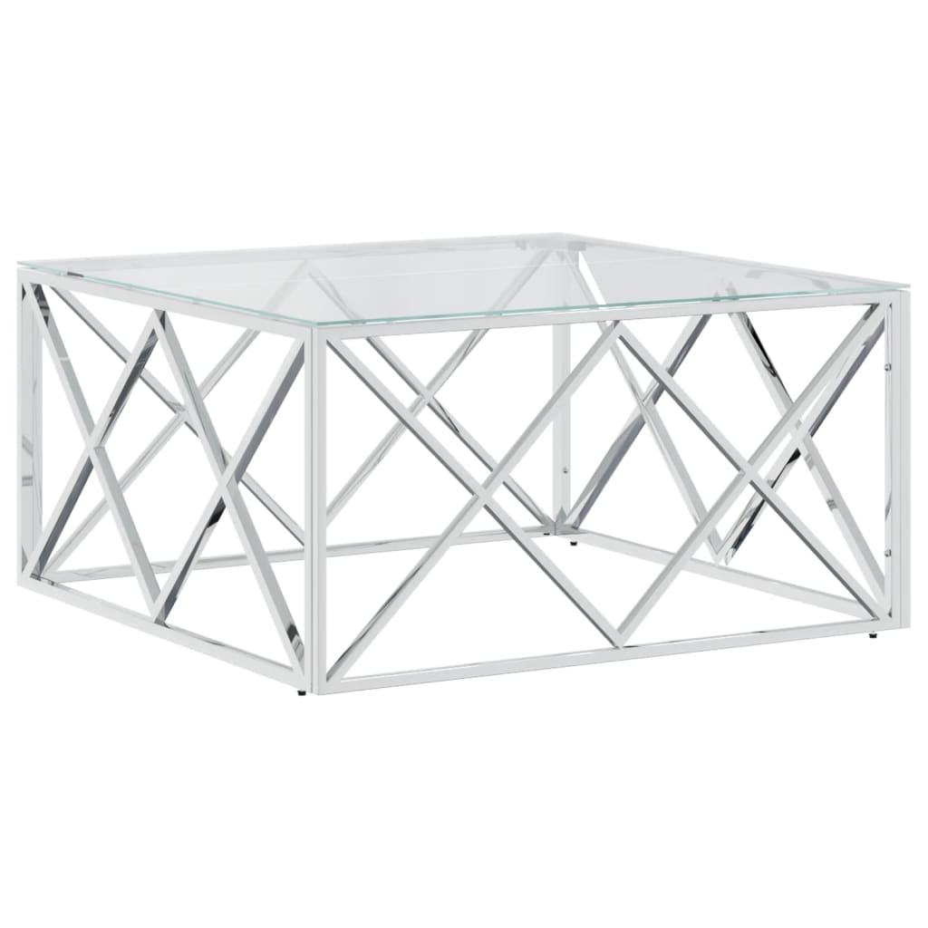 vidaXL Coffee Table 80x80x40 cm Stainless Steel and Glass