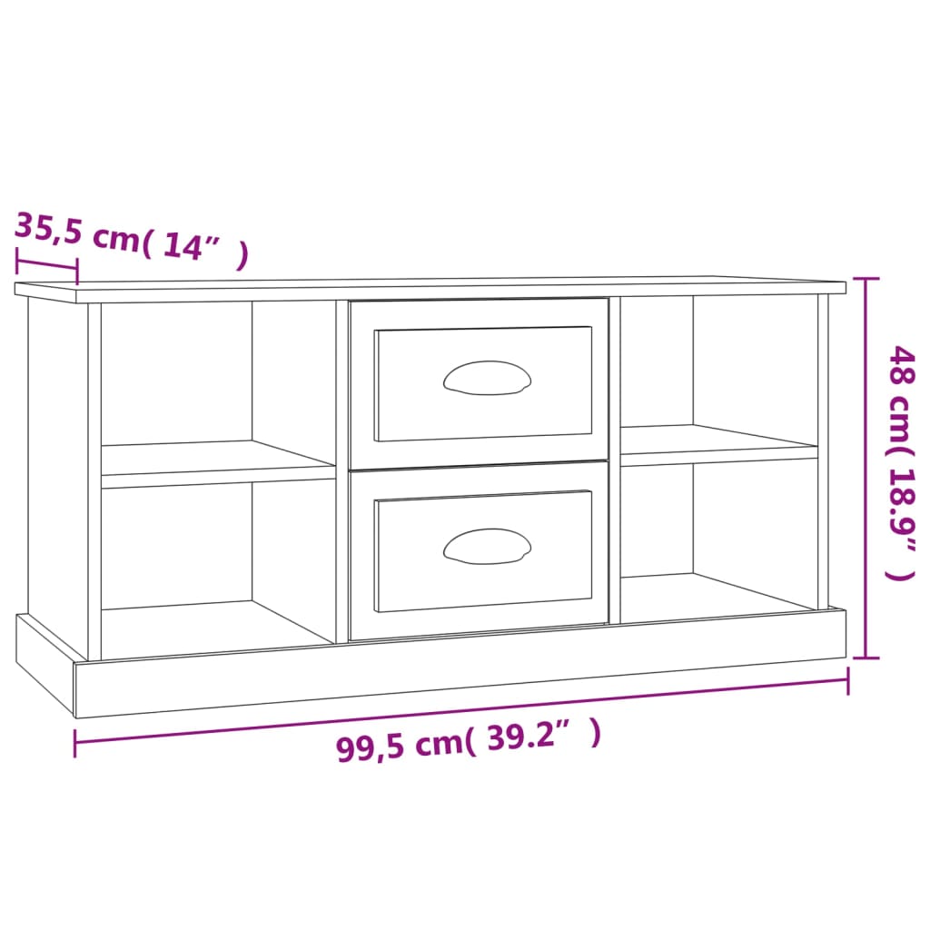 vidaXL TV Cabinet Grey Sonoma 99.5x35.5x48 cm Engineered Wood