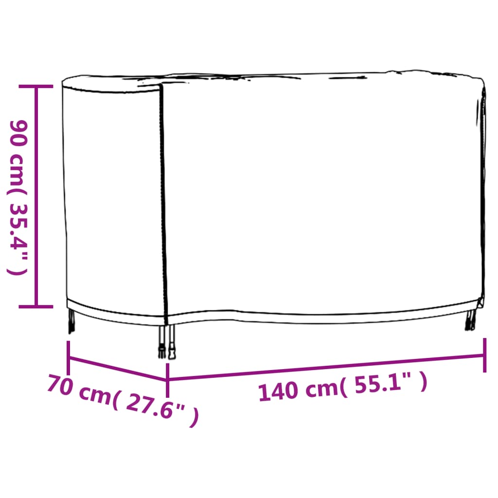 vidaXL Garden Furniture Cover Black 140x70x90 cm Waterproof 420D