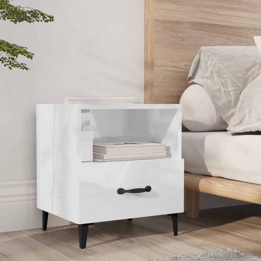 vidaXL Bedside Cabinets 2 pcs High Gloss White Engineered Wood