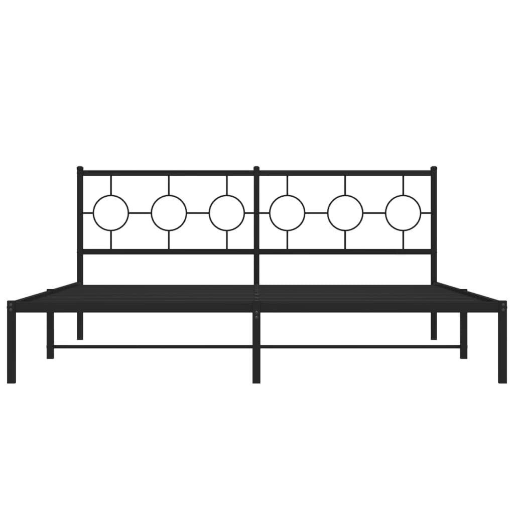 vidaXL Metal Bed Frame without Mattress with Headboard Black 183x213 cm