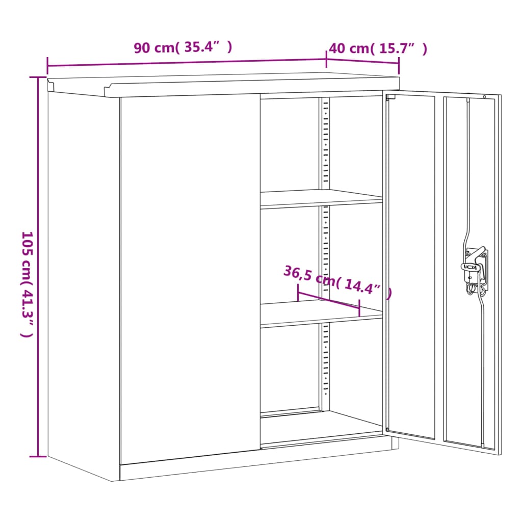 vidaXL File Cabinet White 90x40x145 cm Steel