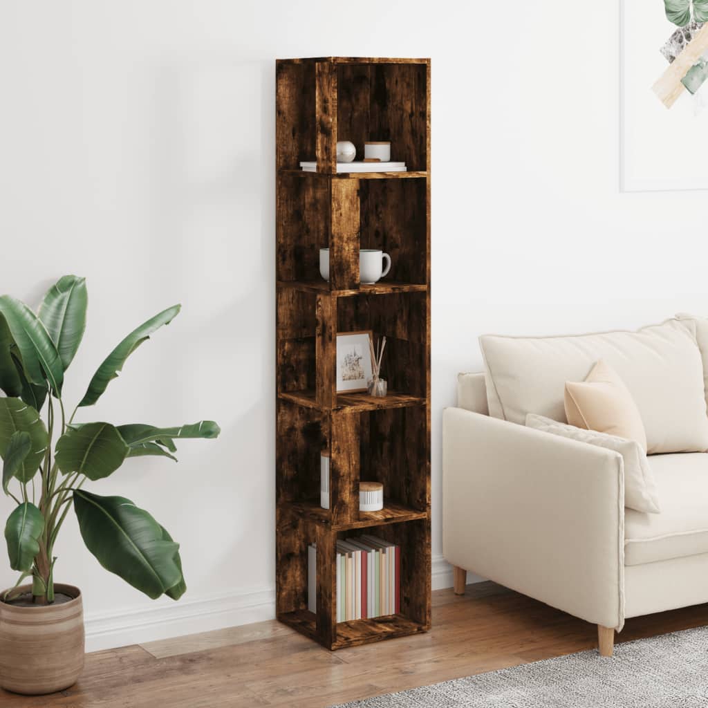 vidaXL Corner Cabinet Smoked Oak 33x33x164.5 cm Engineered Wood