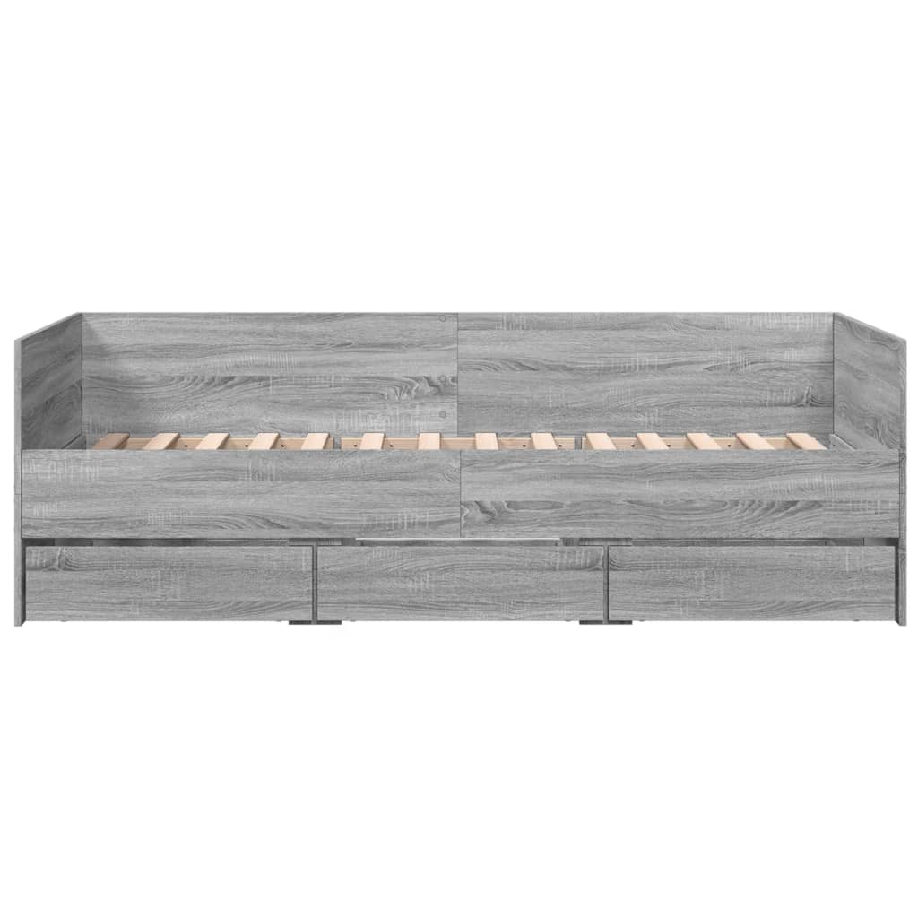 vidaXL Daybed with Drawers without Mattress Grey Sonoma 90x200 cm