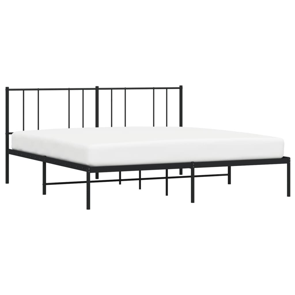 vidaXL Metal Bed Frame without Mattress with Headboard Black 183x213 cm