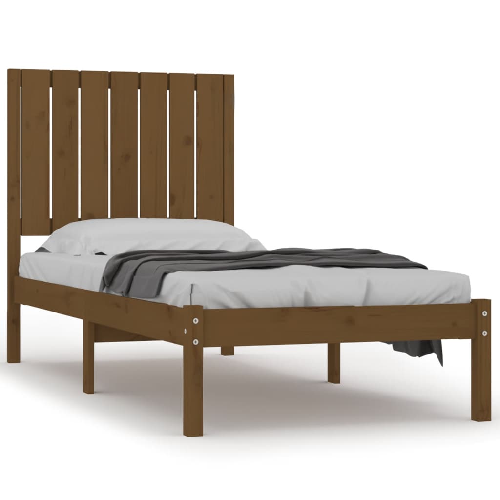 vidaXL Bed Frame without Mattress Honey Brown 75x190 cm Small Single Solid Wood