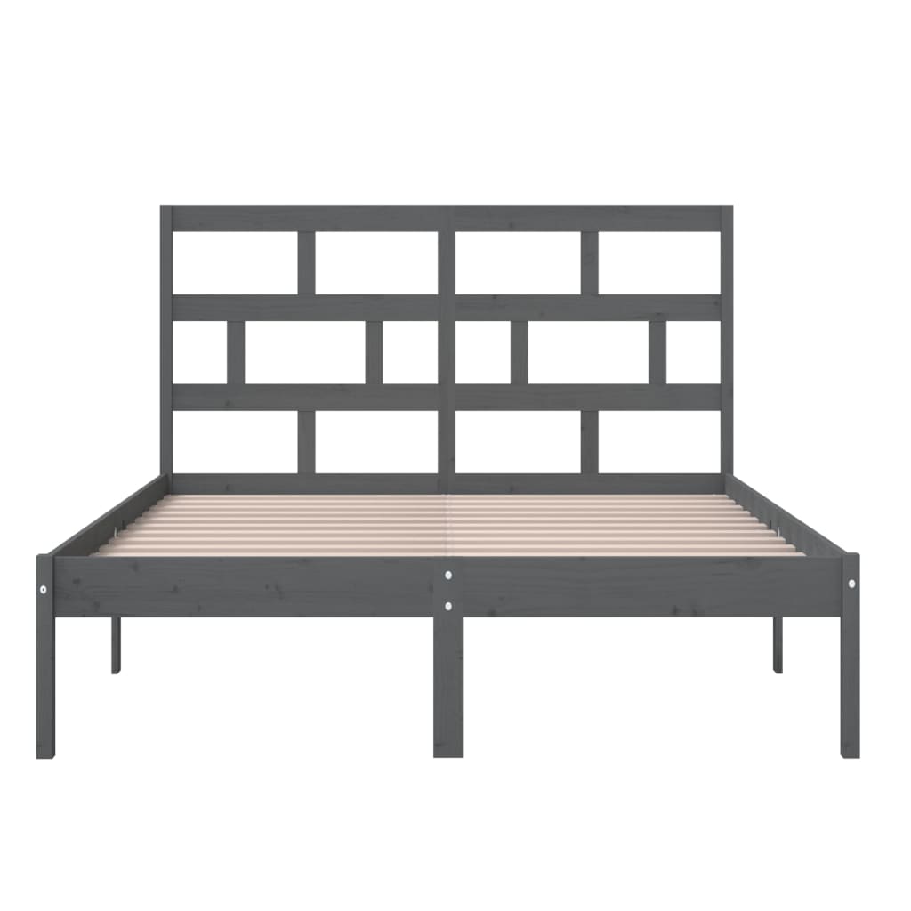 vidaXL Bed Frame without Mattress Grey King Size Solid Wood