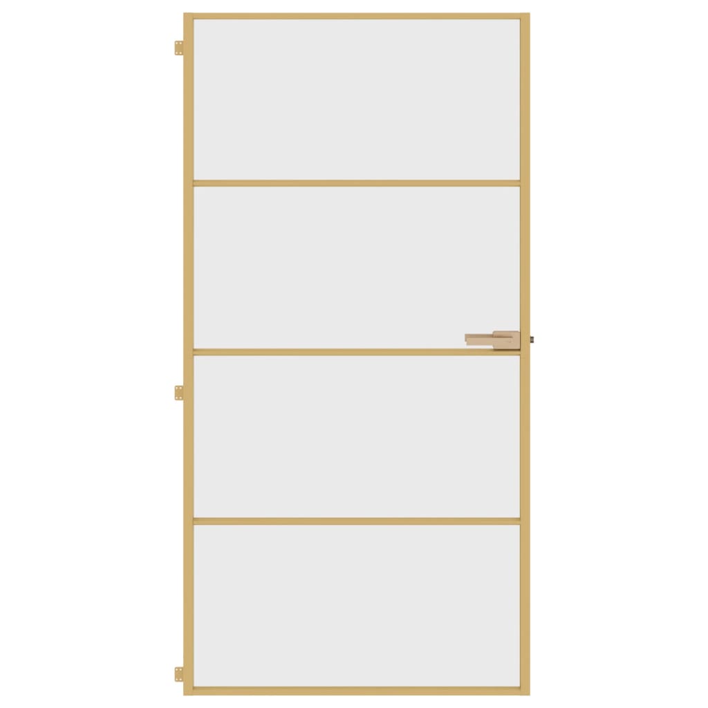 vidaXL Interior Door Slim Golden 102.5x201.5 cm Tempered Glass and Aluminium