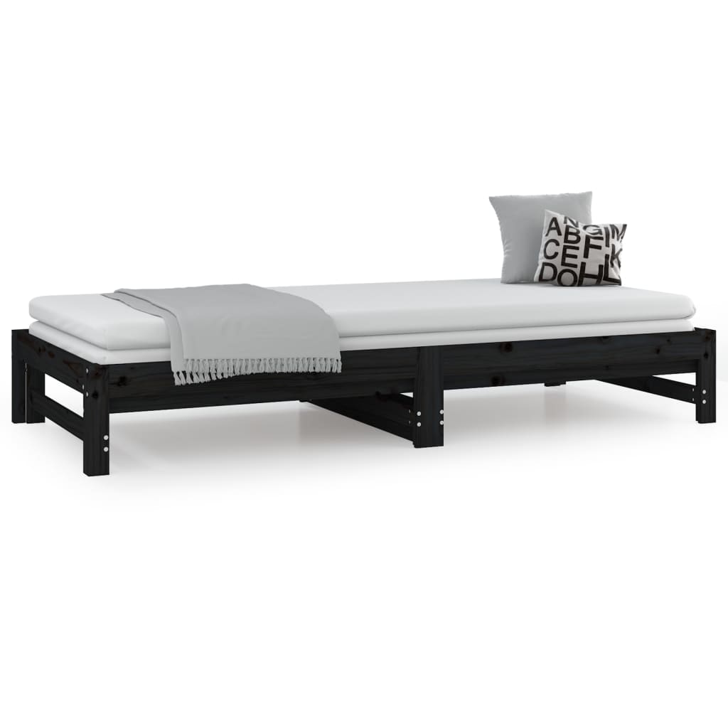 vidaXL Pull-out Day Bed without Mattress Black 2x(80x200) cm