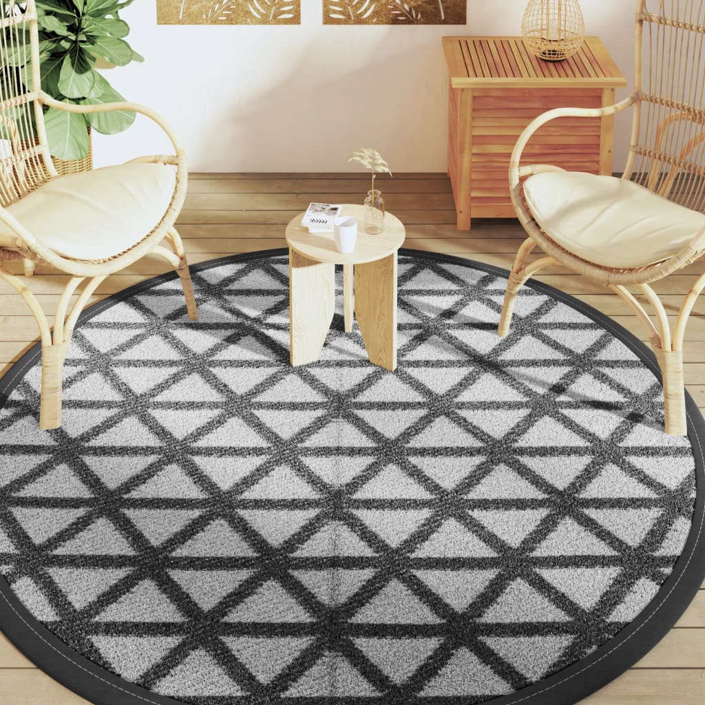 vidaXL Outdoor Carpet Black Ø200 cm PP