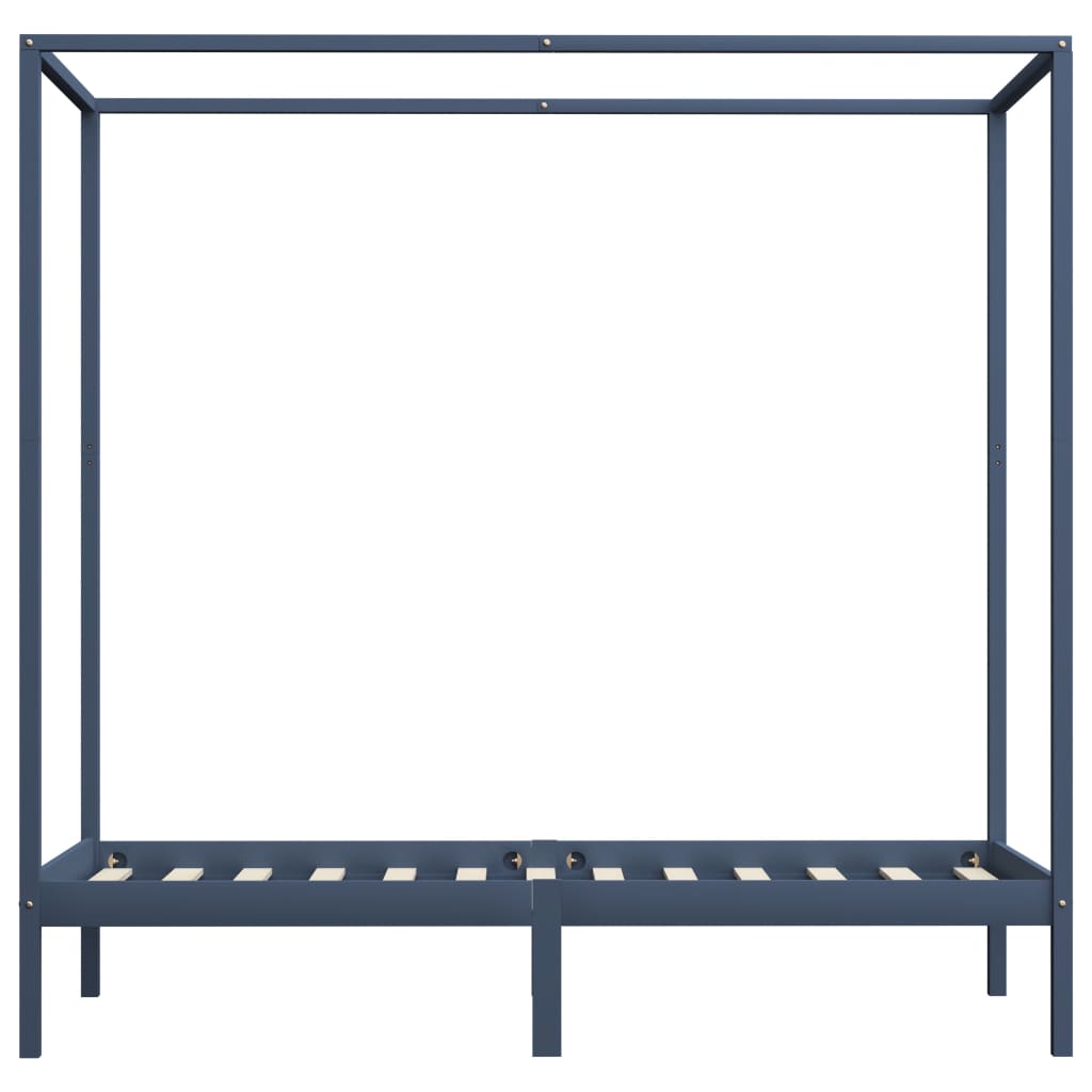 vidaXL Canopy Bed Frame without Mattress Grey Solid Wood 100x200 cm