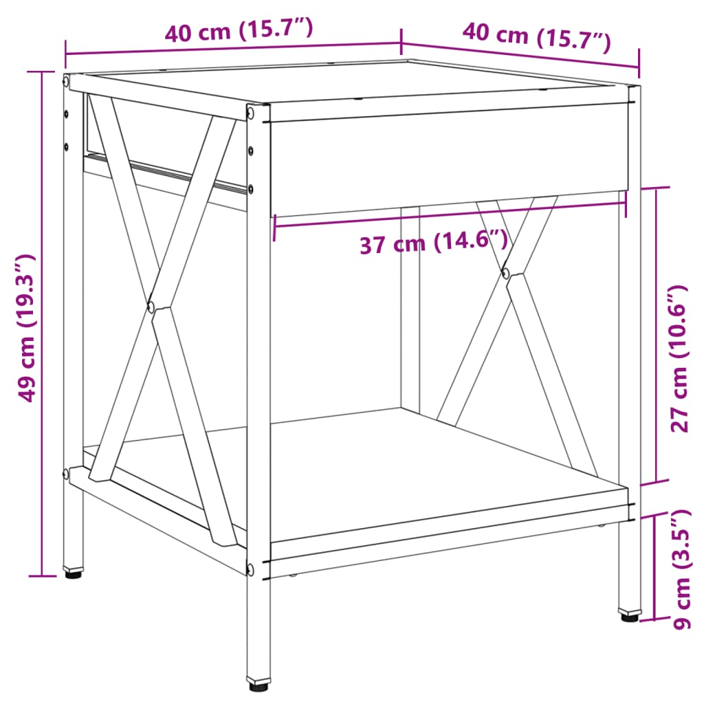 vidaXL Coffee Table with Infinity LED Smoked Oak 40x40x49 cm