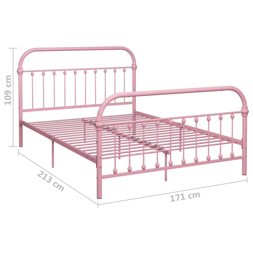 vidaXL Bed Frame without Mattress Pink Metal 160x200 cm