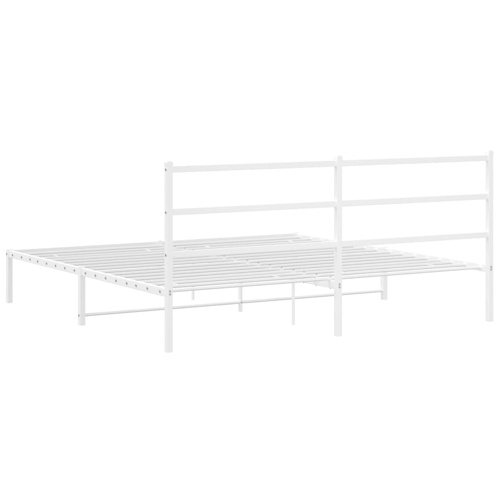 vidaXL Metal Bed Frame without Mattress with Headboard White 193x203 cm