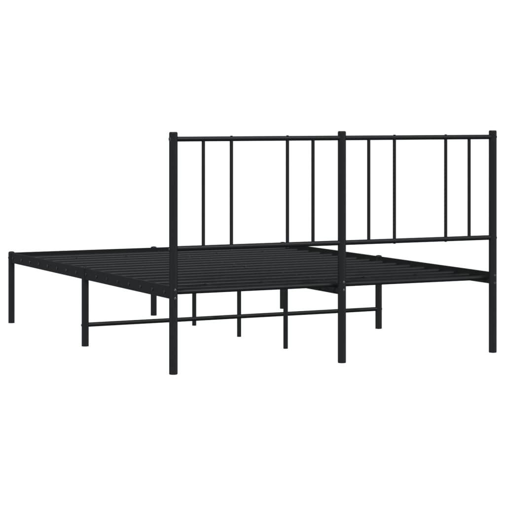 vidaXL Metal Bed Frame without Mattress with Headboard Black 120x190 cm Small Double