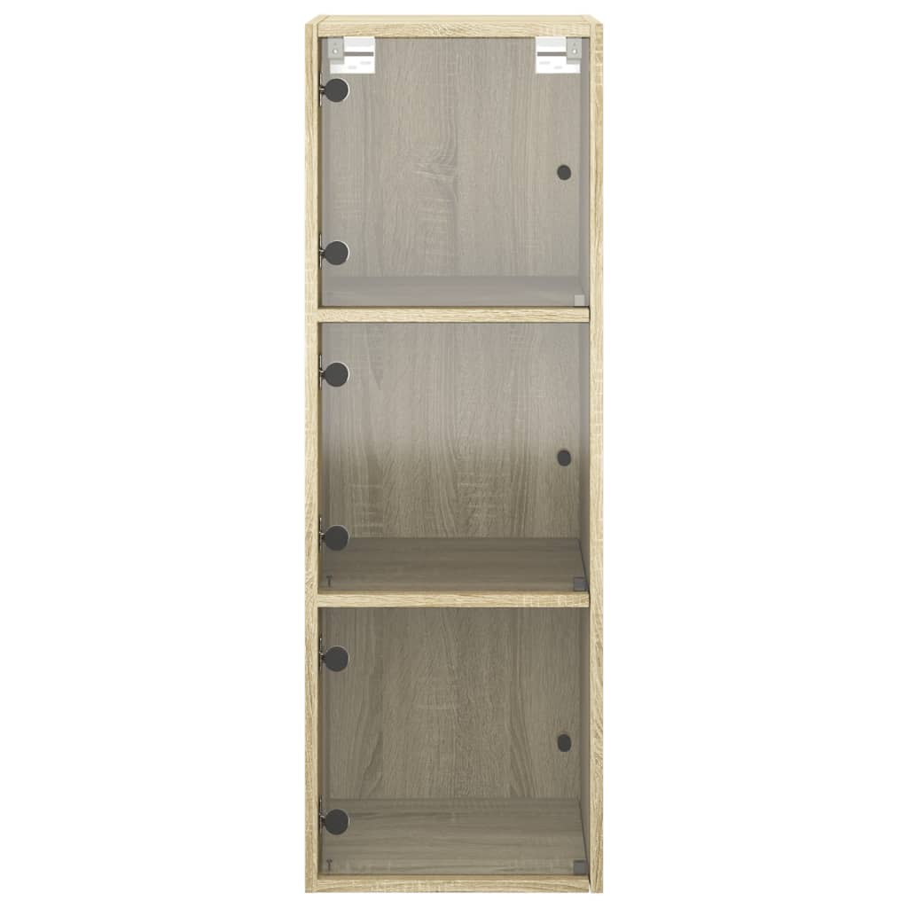 vidaXL Wall Cabinet with Glass Doors Sonoma Oak 35x37x100 cm