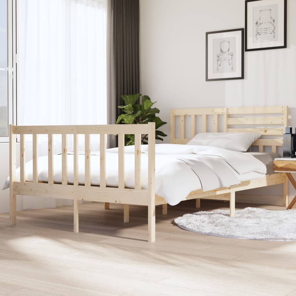 vidaXL Bed Frame without Mattress Solid Wood 140x190 cm (810062+814144)