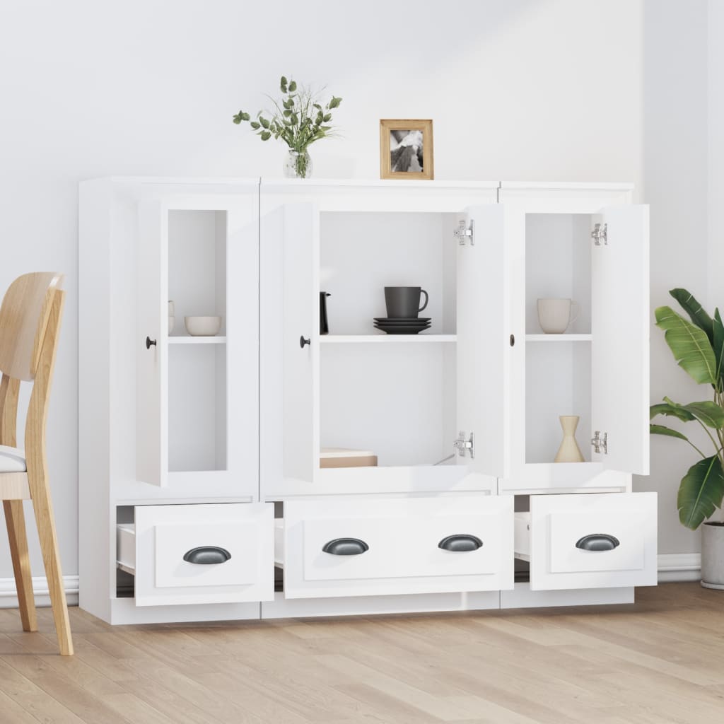 vidaXL Highboards 3 pcs White Engineered Wood