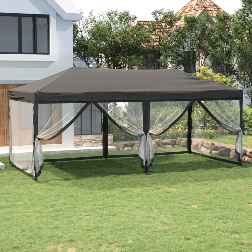 vidaXL Folding Party Tent with Sidewalls Anthracite 3x6 m