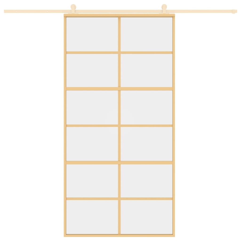 vidaXL Sliding Door Gold 102.5x205 cm Clear ESG Glass and Aluminium