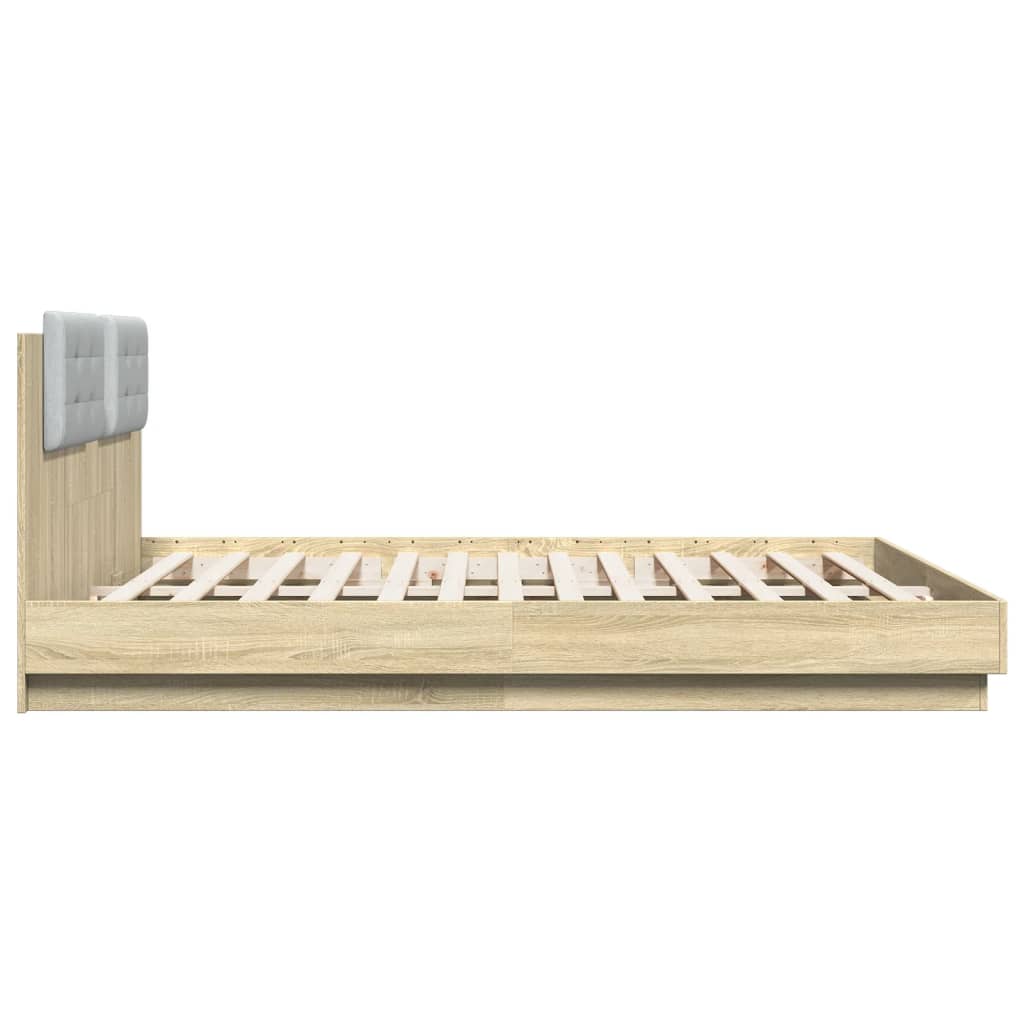 vidaXL Bed Frame with LED without Mattress Sonoma Oak 200x200 cm