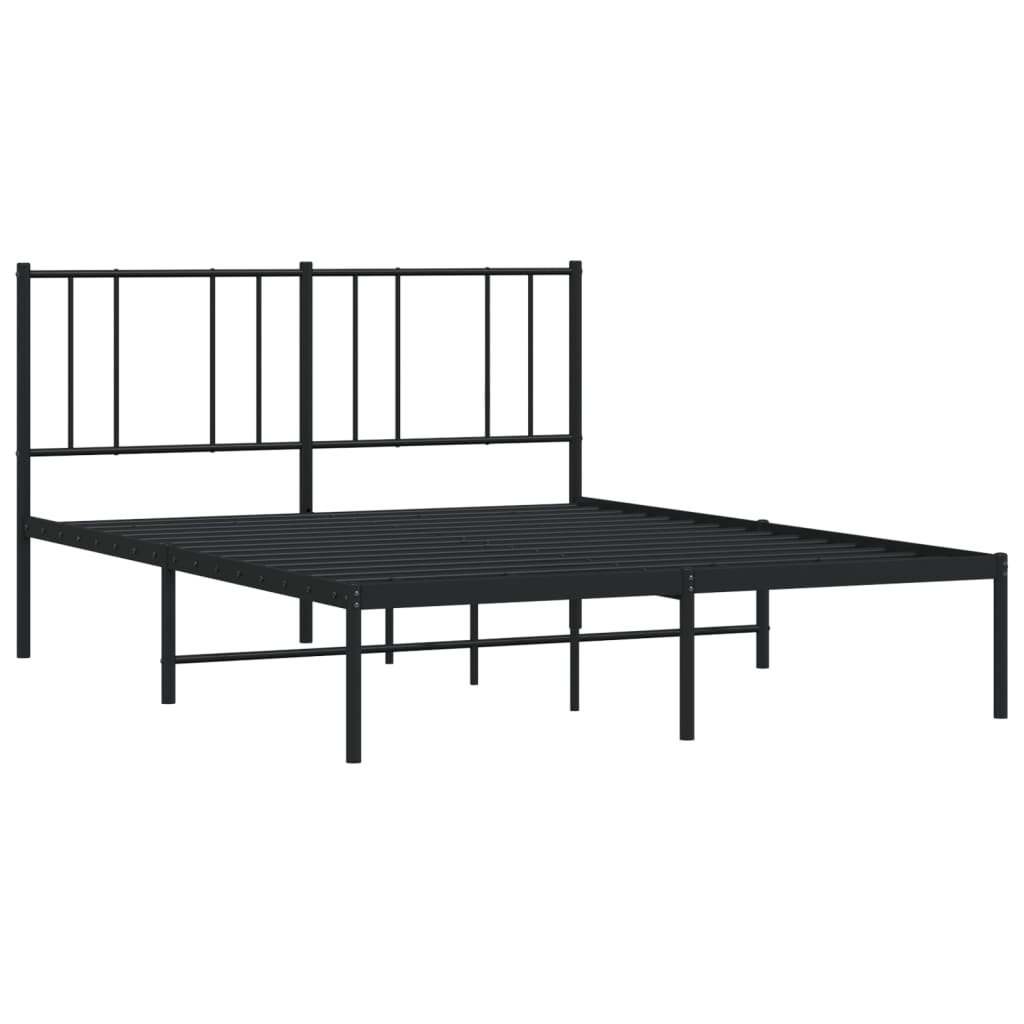 vidaXL Metal Bed Frame without Mattress with Headboard Black 120x190 cm Small Double