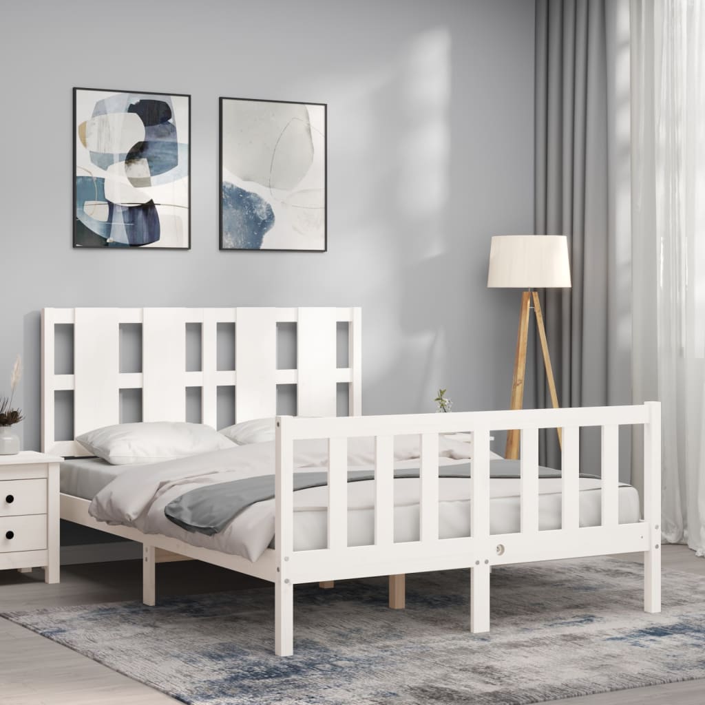 vidaXL Bed Frame without Mattress White 140x190 cm Solid Wood Pine