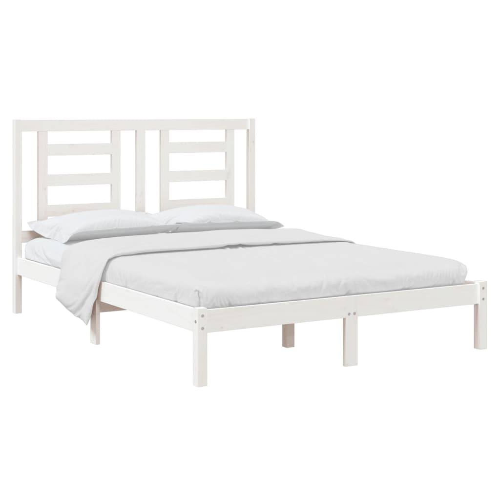 vidaXL Bed Frame without Mattress White 135x190 cm Double Solid Wood Pine