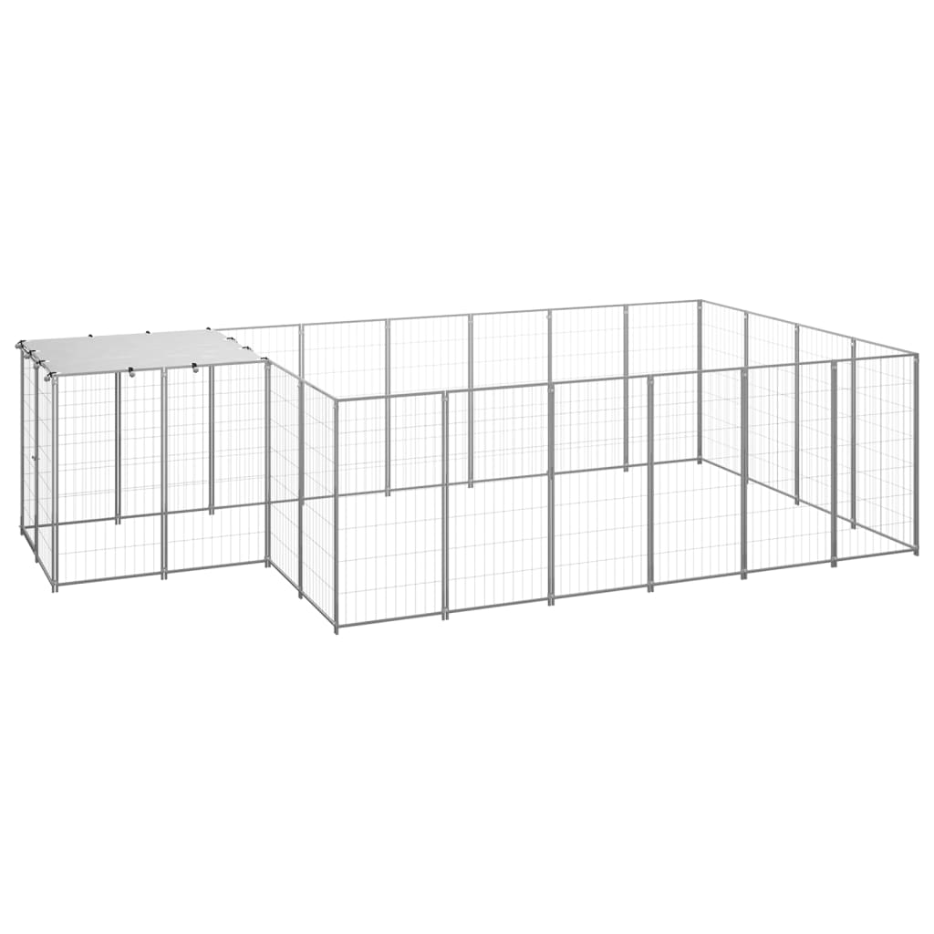 vidaXL Dog Kennel Silver 8.47 m² Steel