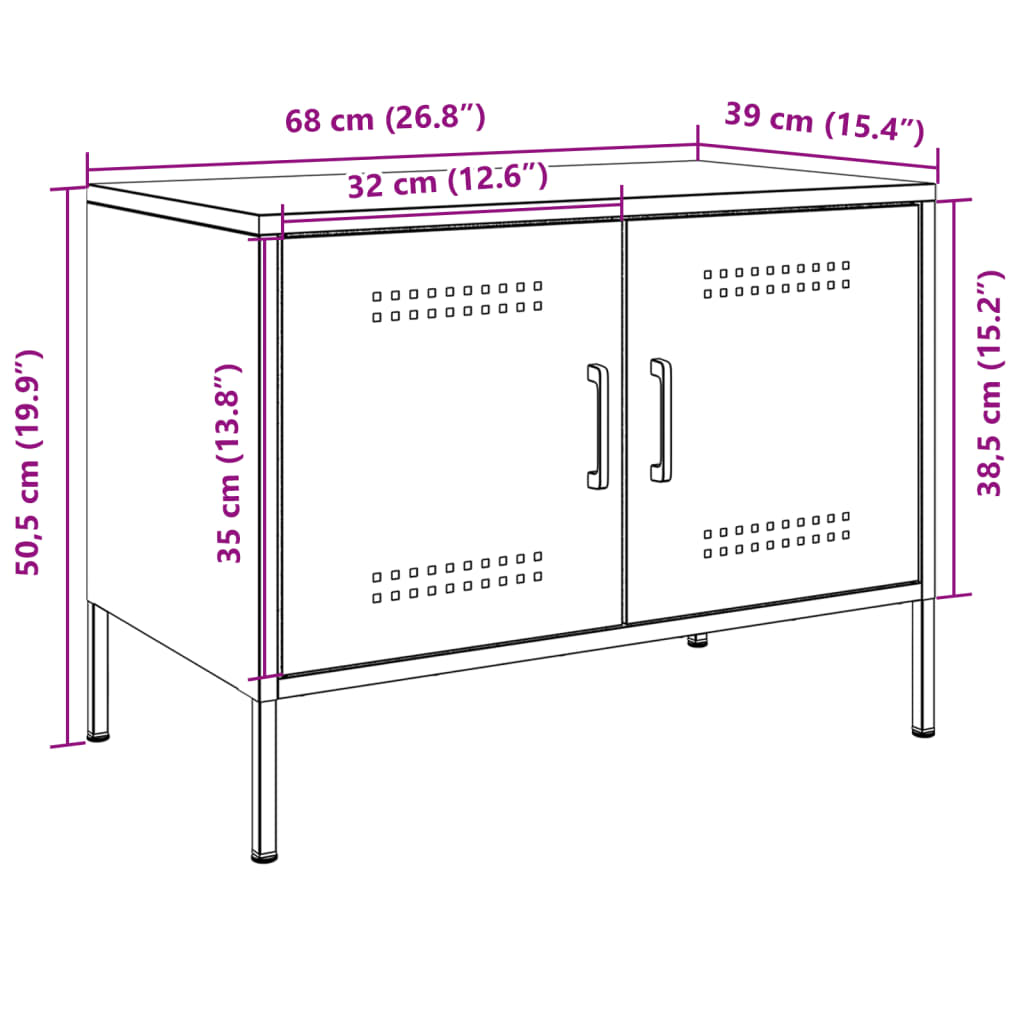 vidaXL TV Cabinet Anthracite 68x39x50.5 cm Steel