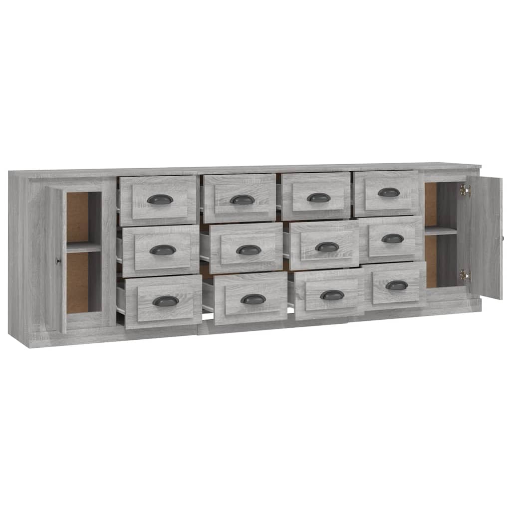 vidaXL Sideboards 3 pcs Grey Sonoma Engineered Wood