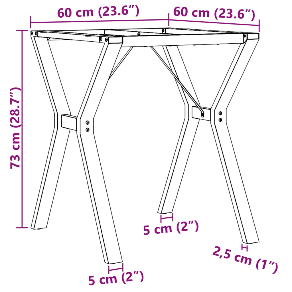 vidaXL Dining Table Legs Y-Frame 60x60x73 cm Cast Iron