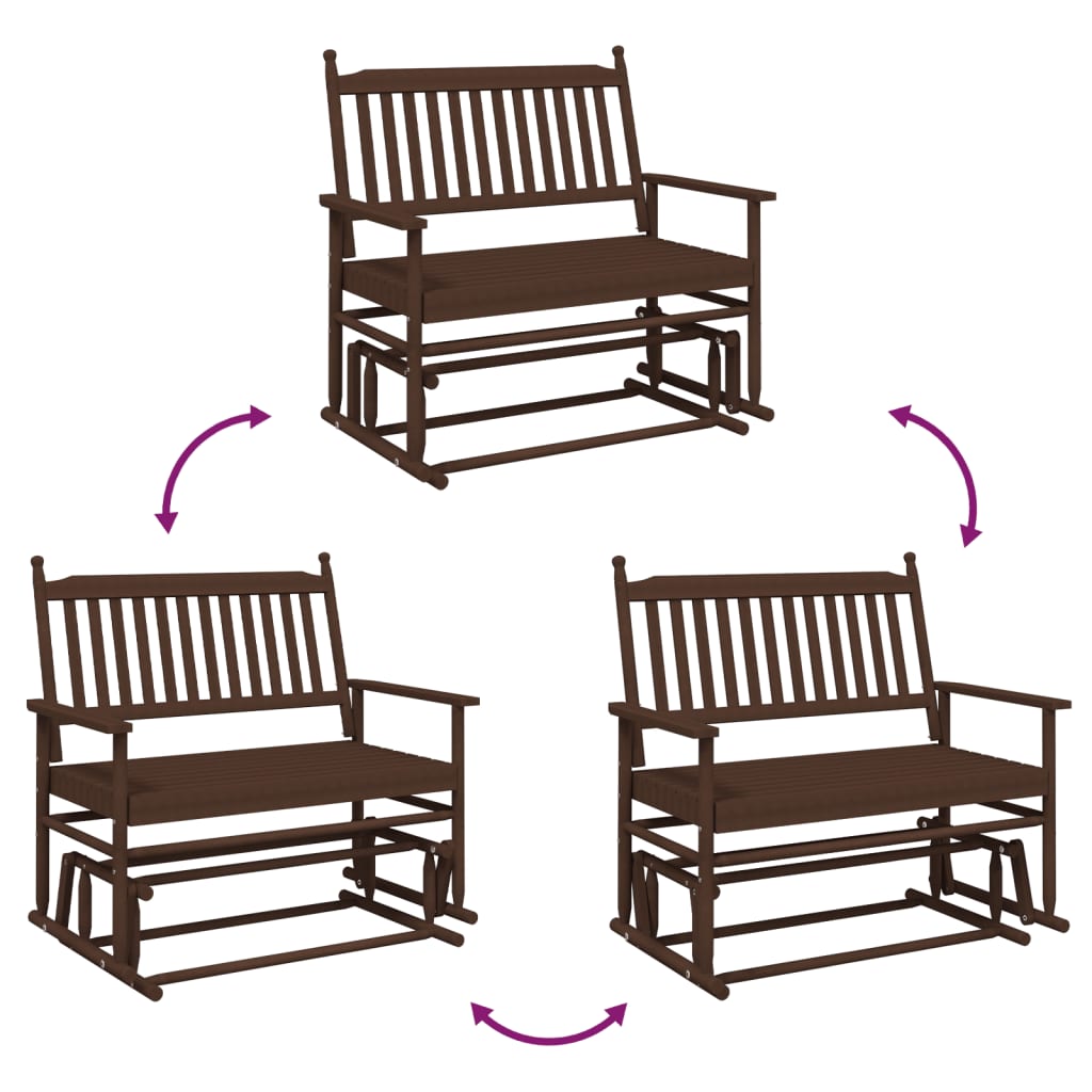 vidaXL Glider Bench Brown 118x70x104.5 cm Solid Wood Poplar
