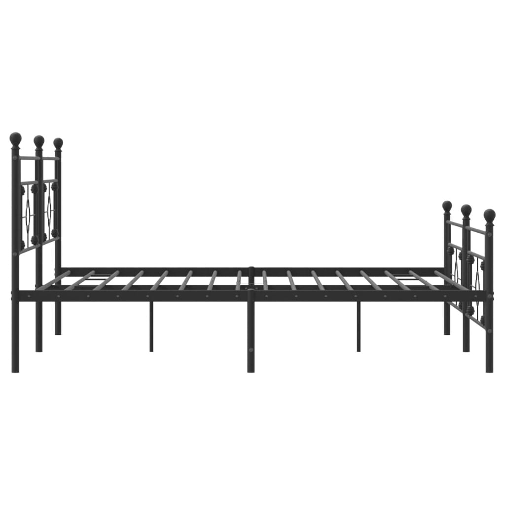 vidaXL Metal Bed Frame without Mattress with Footboard Black 193x203 cm