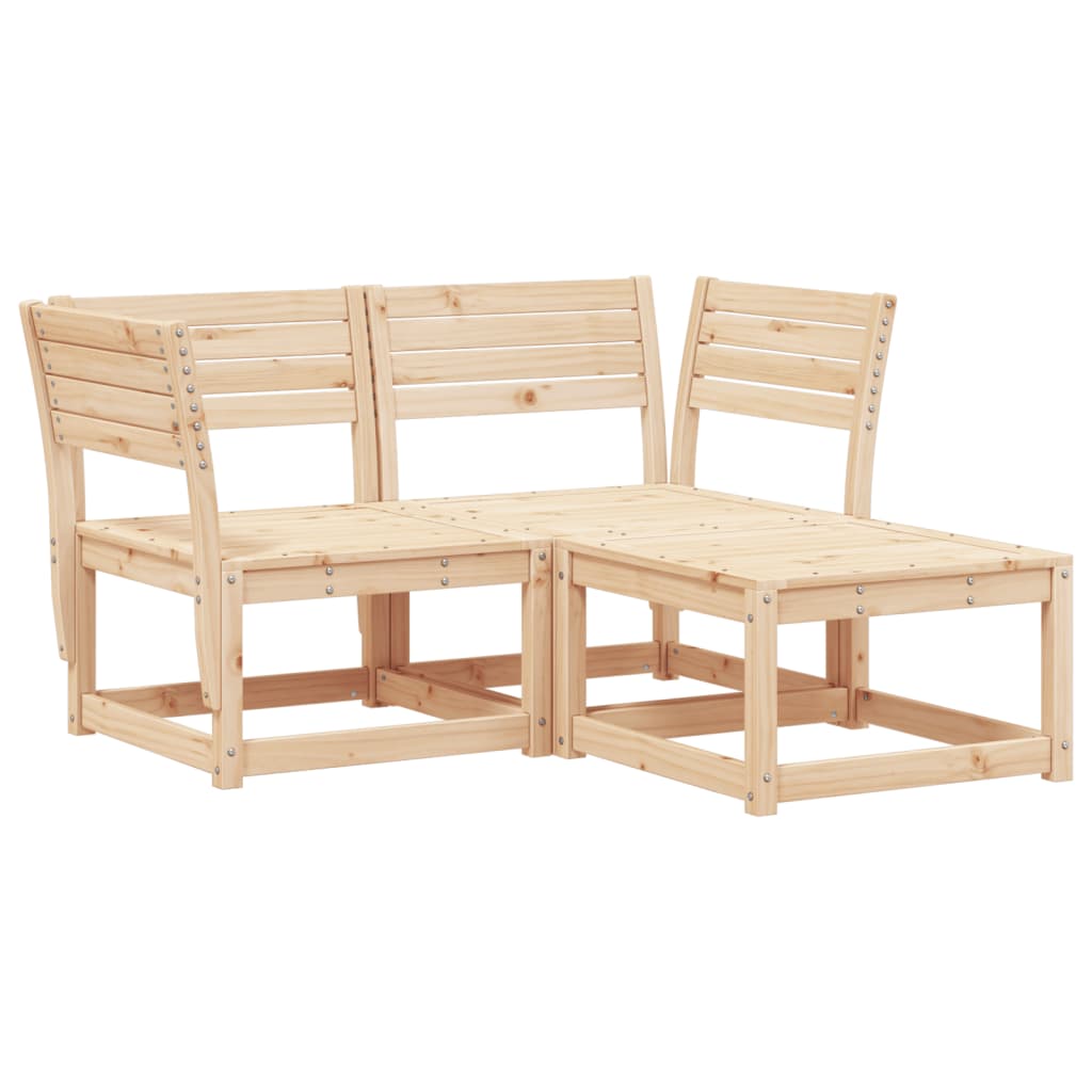 vidaXL 3 Piece Garden Sofa Set Solid Wood Pine