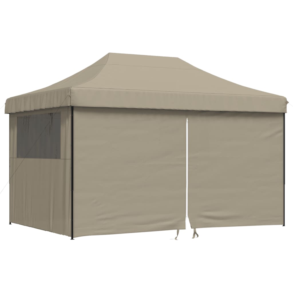 vidaXL Foldable Party Tent Pop-Up with 4 Sidewalls Taupe