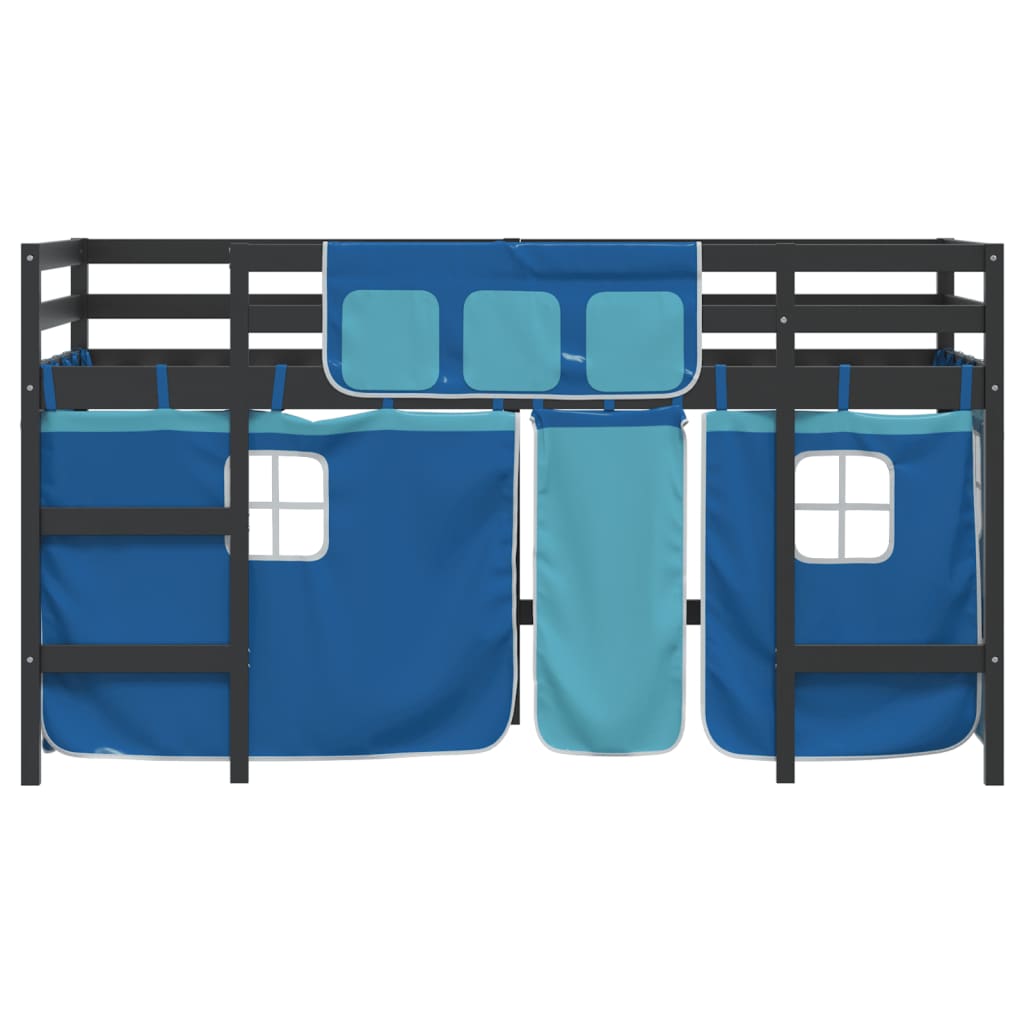 vidaXL Kids' Loft Bed with Curtains without Mattress Blue 90x190 cm Single